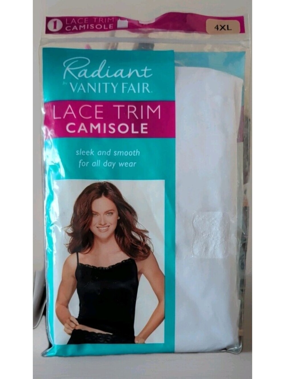 4XL Lace Trim Camisole By Vanity Fair Radiant-White-Sleek And Smooth
